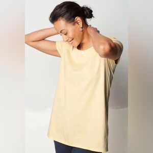 NWOT J. Jill Pure Jill Butter Yellow V Neck S/S Elliptical Tee Pima Cotton XL
